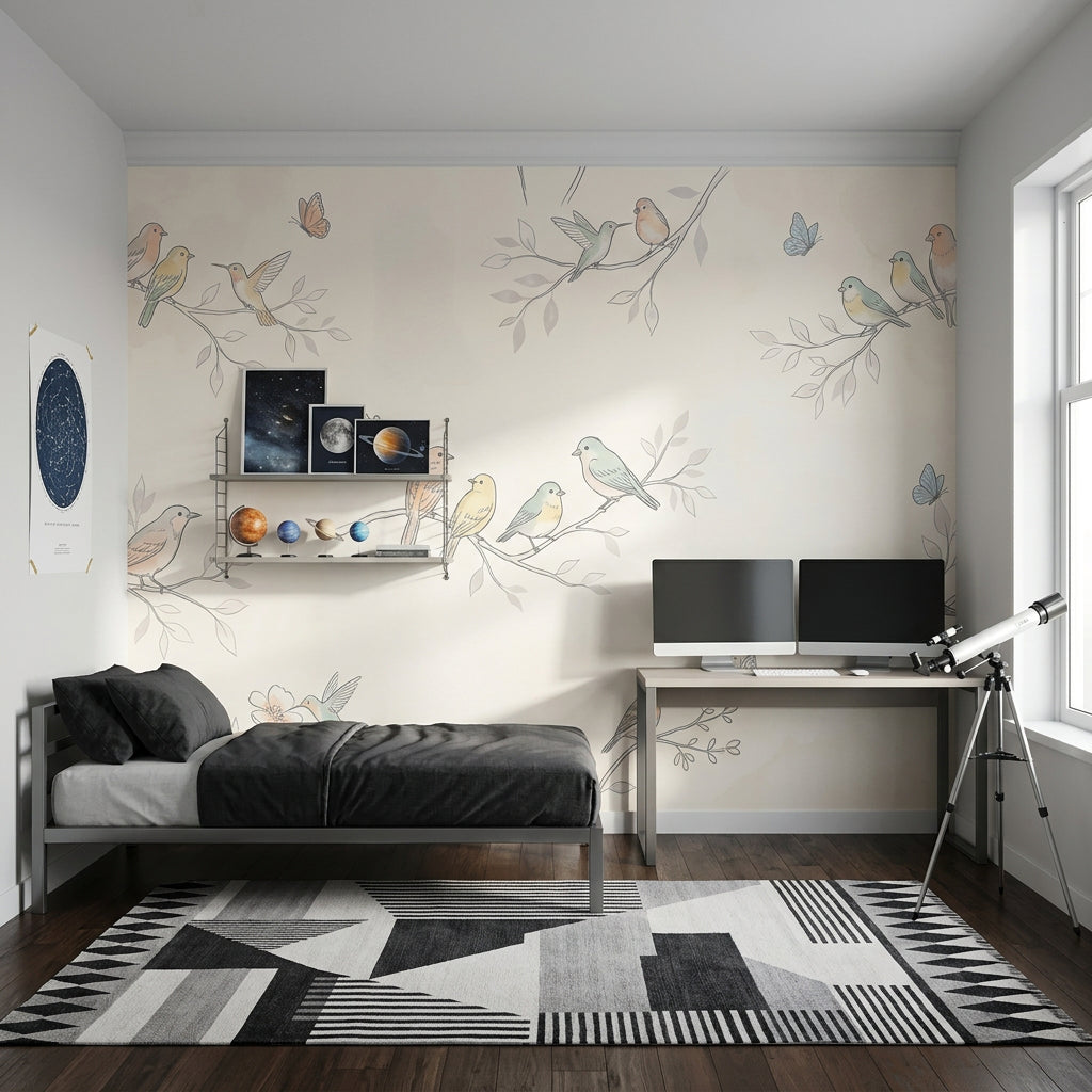 Birds Wallpaper Butterflies Removable Branches Wall Decor