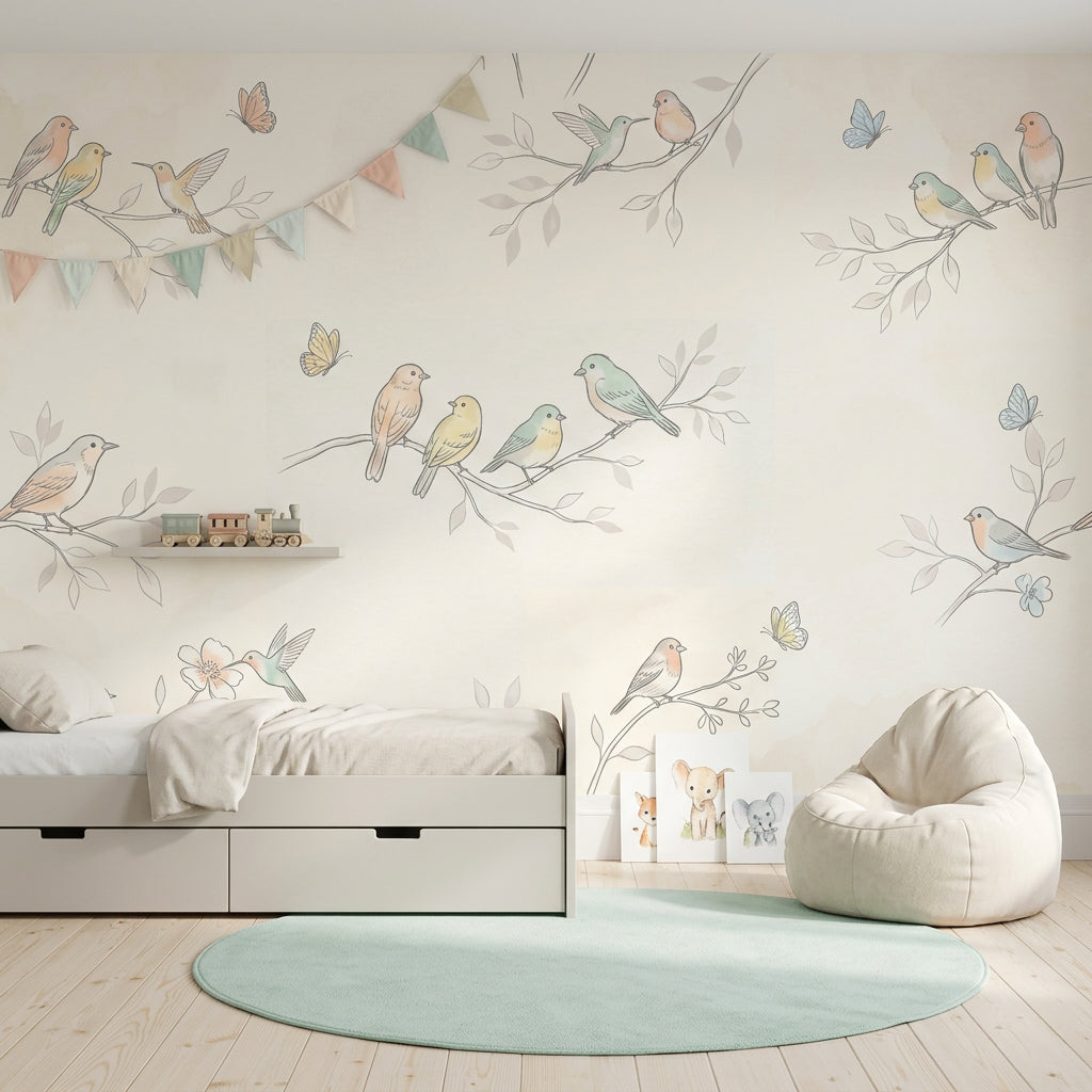Birds Wallpaper Butterflies Removable Branches Wall Decor