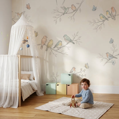 Birds Wallpaper Butterflies Removable Branches Wall Decor
