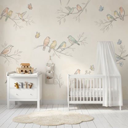 Birds Wallpaper Butterflies Removable Branches Wall Decor
