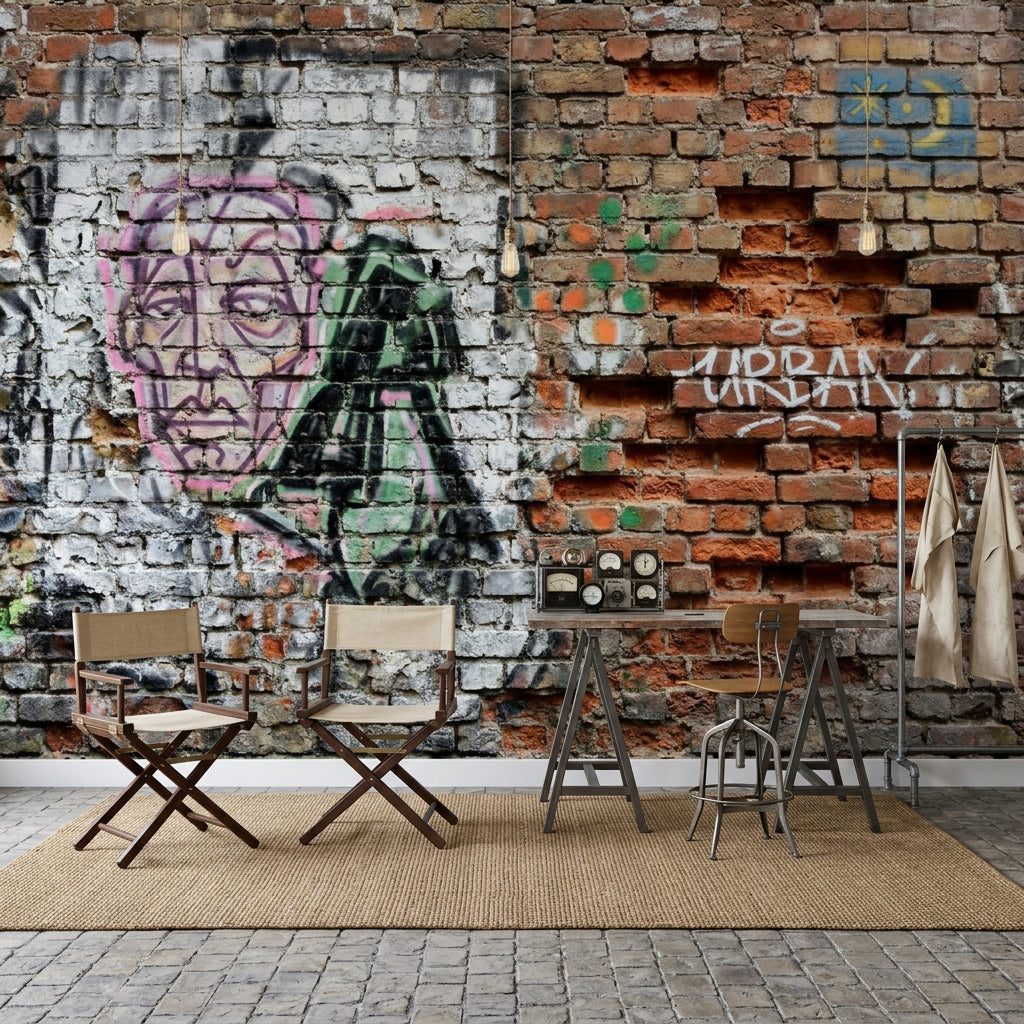 Graffiti Brick Wall Wallpaper Brick Wall Graffiti Brick Wall Removable Wall Decor