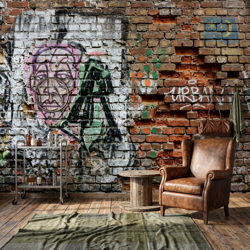 Graffiti Brick Wall Wallpaper Brick Wall Graffiti Brick Wall Removable Wall Decor