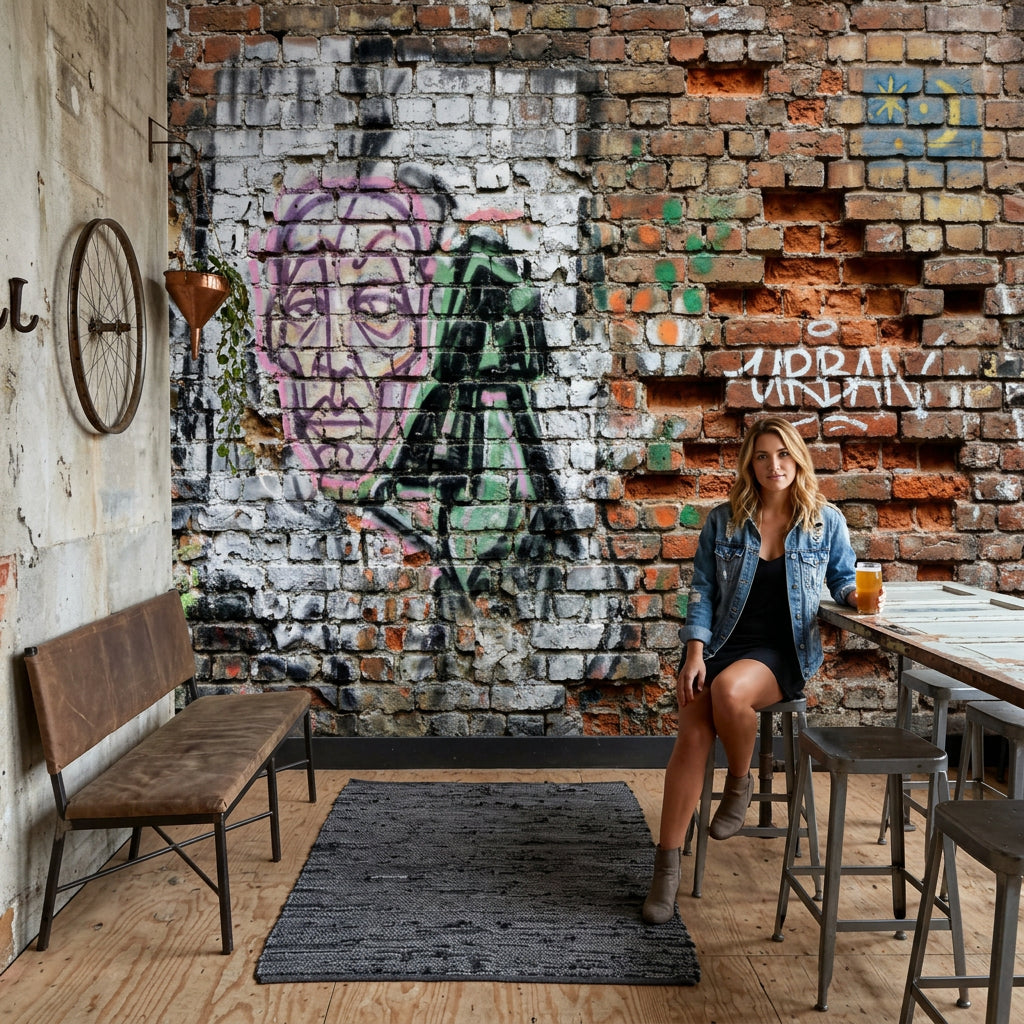 Graffiti Brick Wall Wallpaper Brick Wall Graffiti Brick Wall Removable Wall Decor