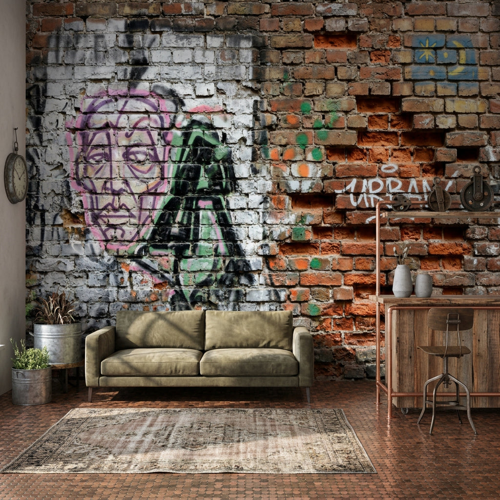 Graffiti Brick Wall Wallpaper Brick Wall Graffiti Brick Wall Removable Wall Decor