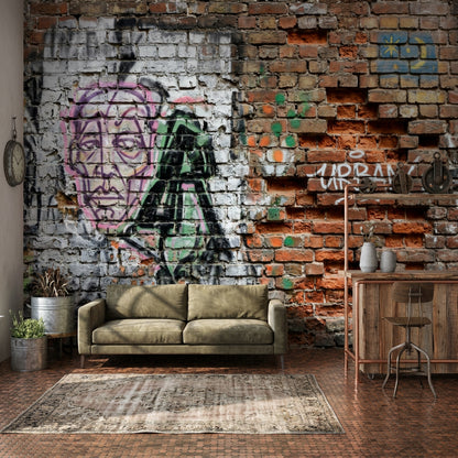 Graffiti Brick Wall Wallpaper Brick Wall Graffiti Brick Wall Removable Wall Decor
