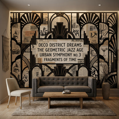 Art Deco Wallpaper Vintage Collage Urban Nightlife Wall Mural