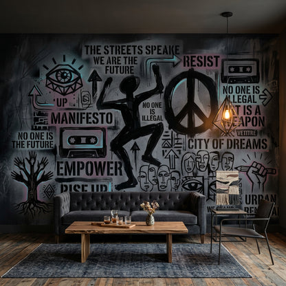 Concrete Wall Wallpaper Urban Street Art Removable Wall Decor