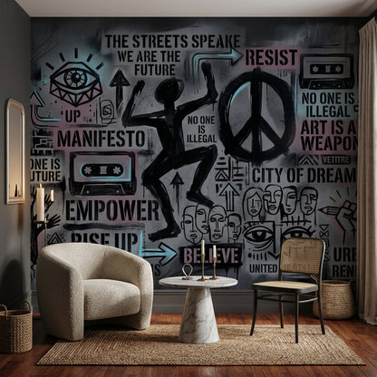 Concrete Wall Wallpaper Urban Street Art Removable Wall Decor
