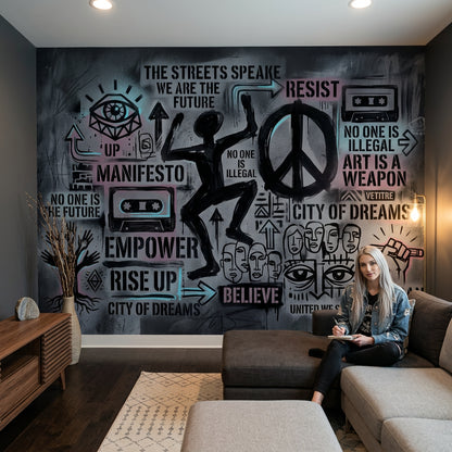 Concrete Wall Wallpaper Urban Street Art Removable Wall Decor