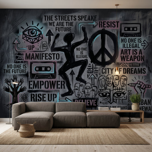 Concrete Wall Wallpaper Urban Street Art Removable Wall Decor