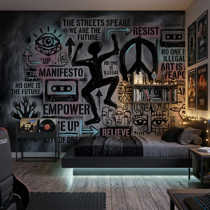 Concrete Wall Wallpaper Urban Street Art Removable Wall Decor