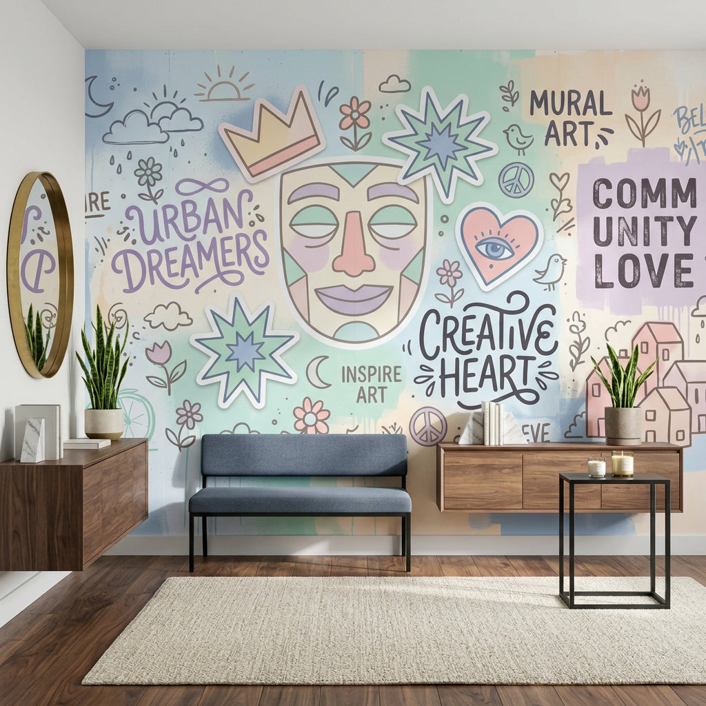 Street Art Wallpaper Pastel Typography Wall Mural