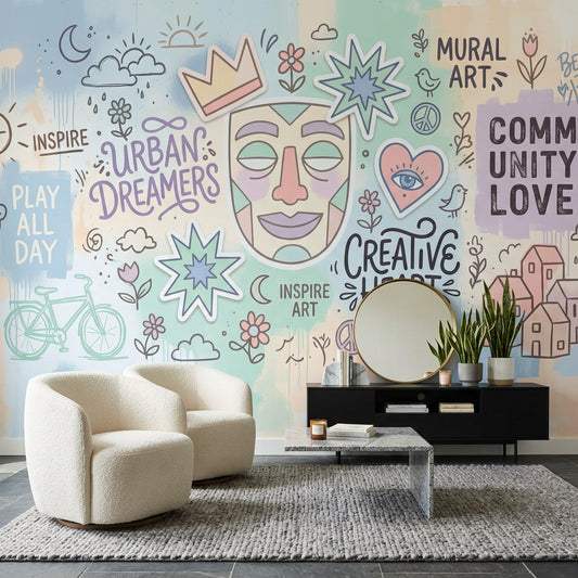 Street Art Wallpaper Pastel Typography Wall Mural