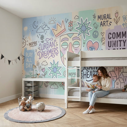 Street Art Wallpaper Pastel Typography Wall Mural