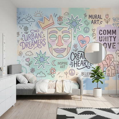 Street Art Wallpaper Pastel Typography Wall Mural