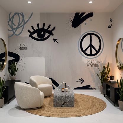 Graphic Icons Wallpaper Peace Symbol Removable Eye Motif Wall Decor
