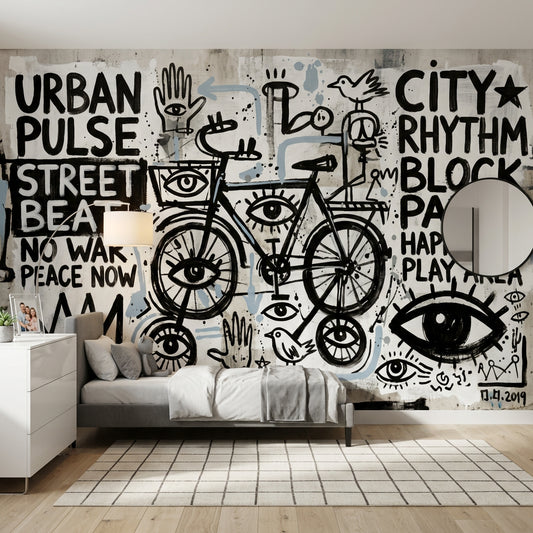 Bright Background Wallpaper Graffiti Street Art Removable Wall Decor