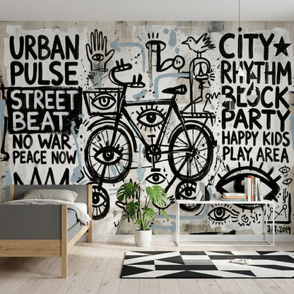 Bright Background Wallpaper Graffiti Street Art Removable Wall Decor
