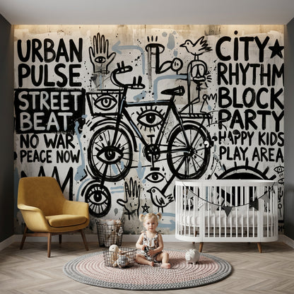 Bright Background Wallpaper Graffiti Street Art Removable Wall Decor