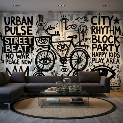Bright Background Wallpaper Graffiti Street Art Removable Wall Decor
