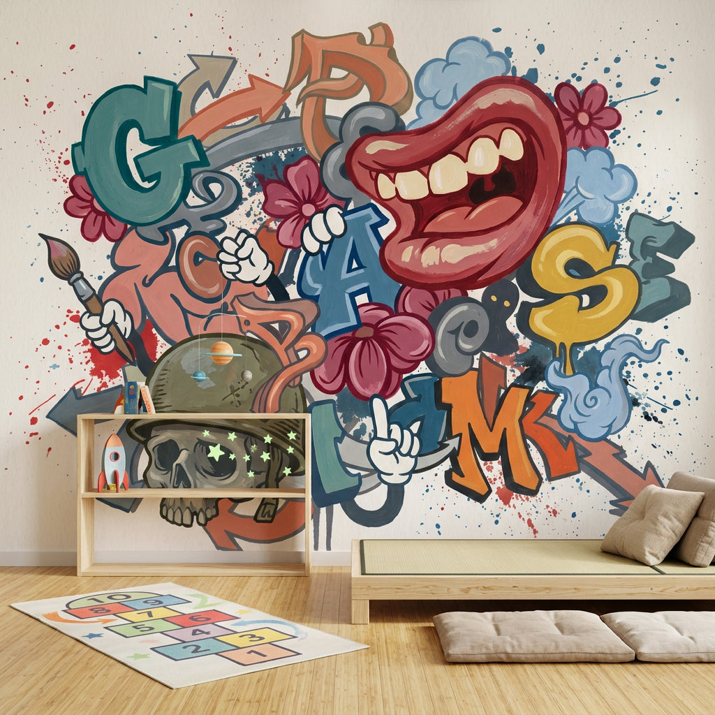 Graffiti Wallpaper Street Art Removable Abstract Collage Wall Decor