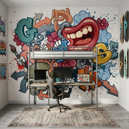 Graffiti Wallpaper Street Art Removable Abstract Collage Wall Decor