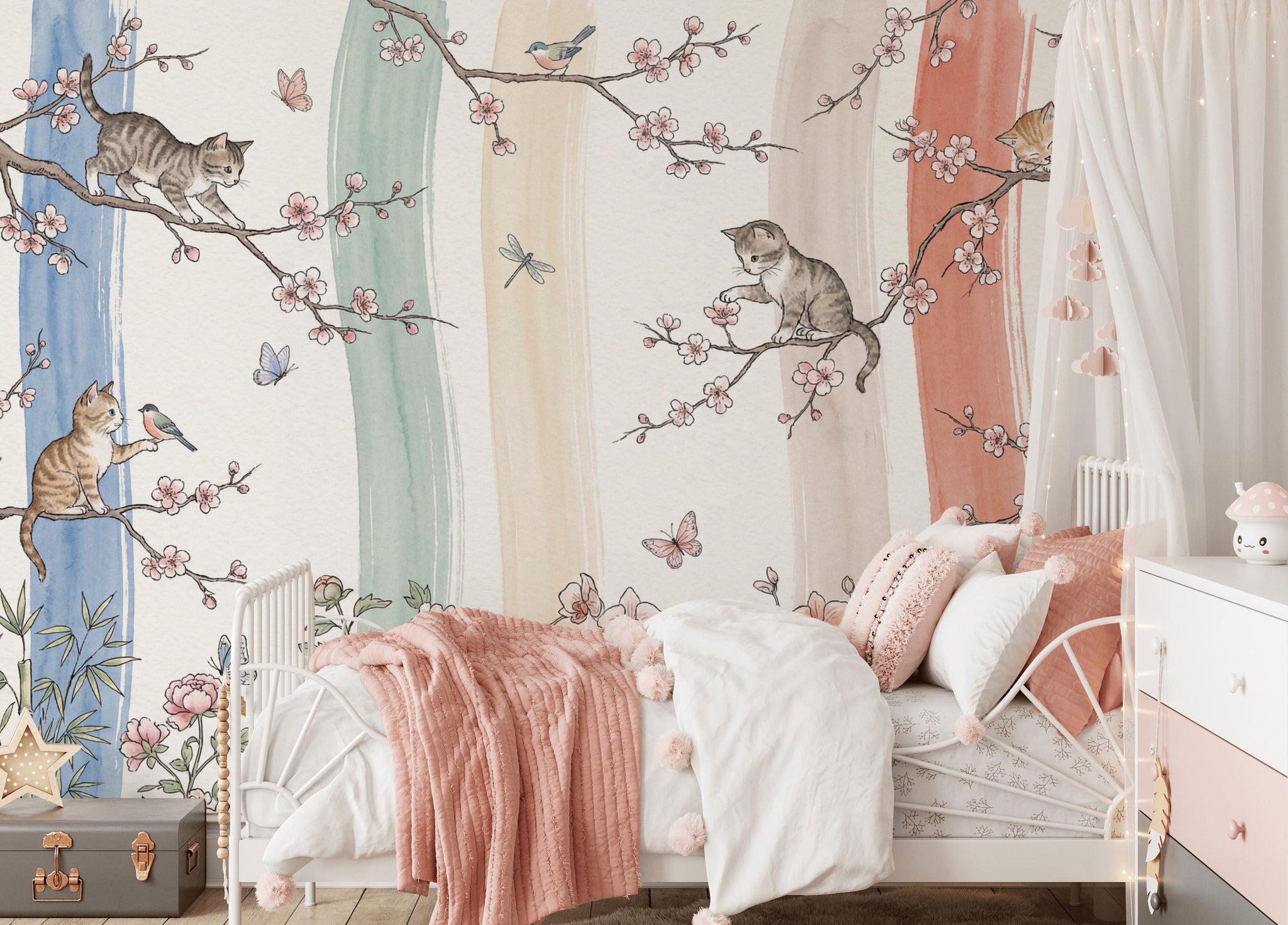 Pink Cherry Wallpaper Paper Texture Pink Cherry Removable Wall Decor