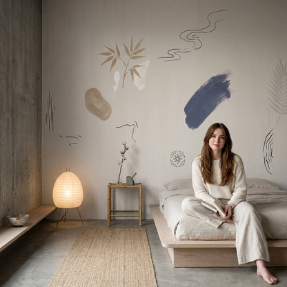 Light Abstract Wallpaper Minimalist Removable Airy Neutral Wall Decor