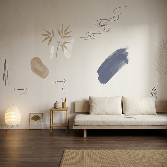 Light Abstract Wallpaper Minimalist Removable Airy Neutral Wall Decor