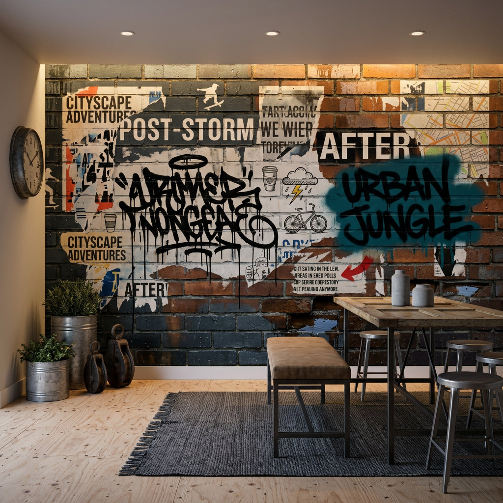 Graffiti Brick Wall Wallpaper Posters Removable Brick Wall Wall Decor
