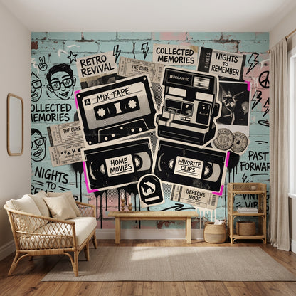 Graffiti Brick Wall Wallpaper Brick Wall Retro Revival Wall Mural