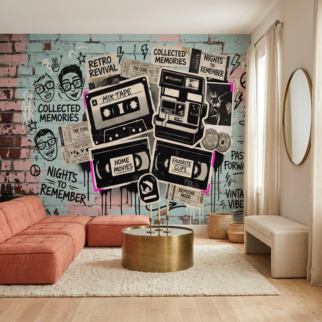 Graffiti Brick Wall Wallpaper Brick Wall Retro Revival Wall Mural