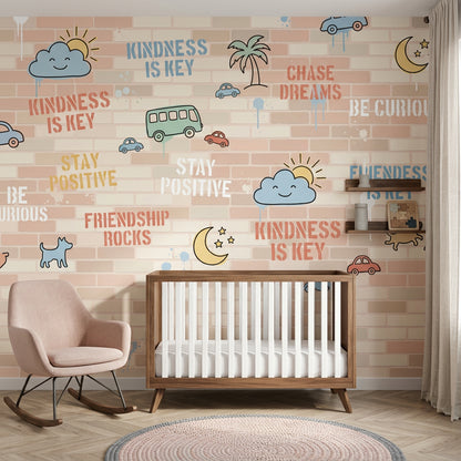 Brick Wall Wallpaper With Stars Removable Brick Wall Wall Decor