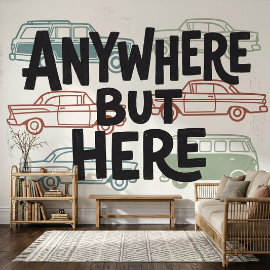 White Background Wallpaper Retro Typography Vintage Removable Wall Decor