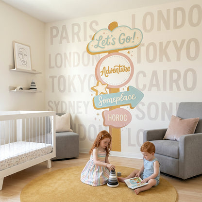 Signpost Wallpaper Travel Adventure Removable Wall Decor