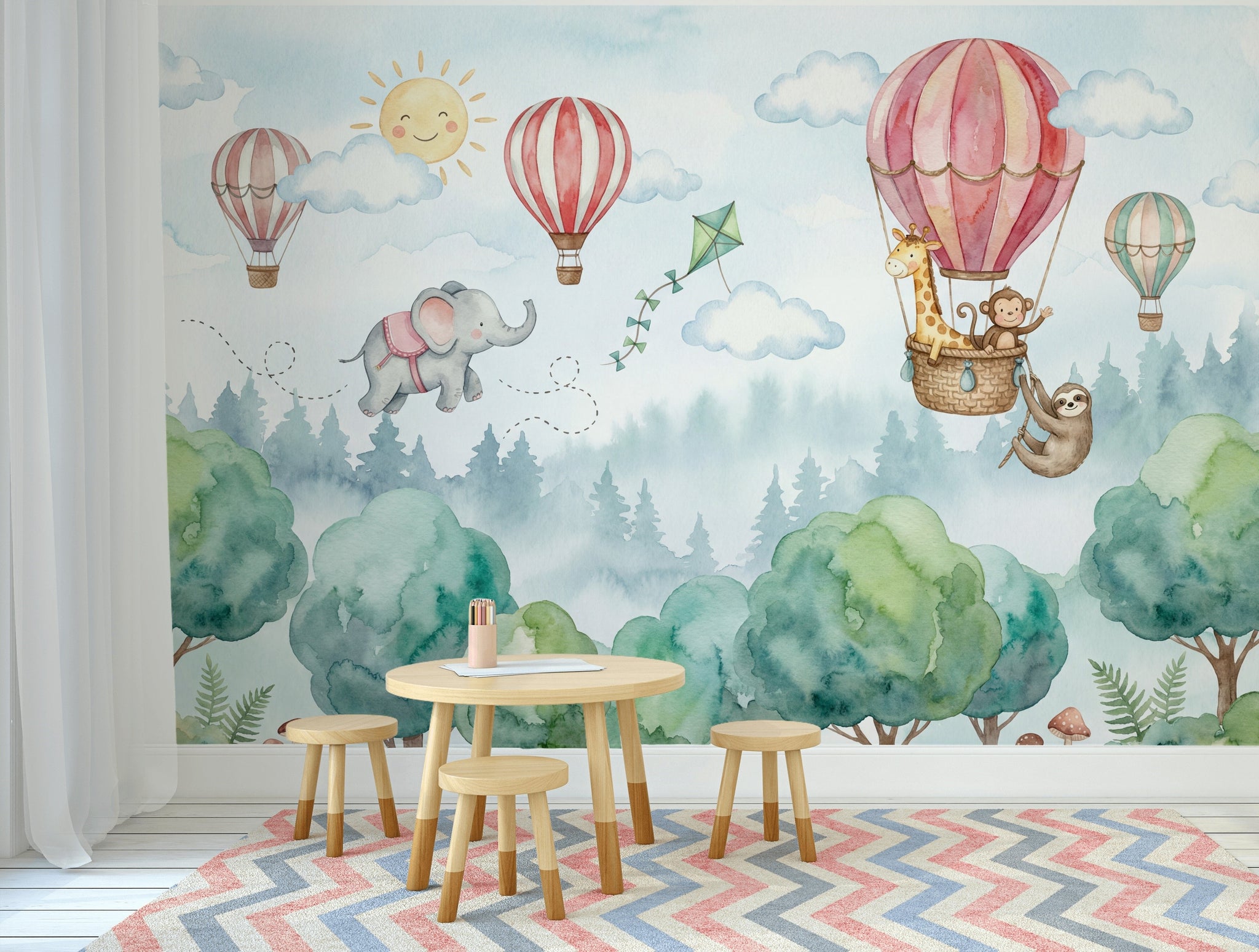 Misty Forest Wallpaper Woodland Removable Nursery Wall Decor