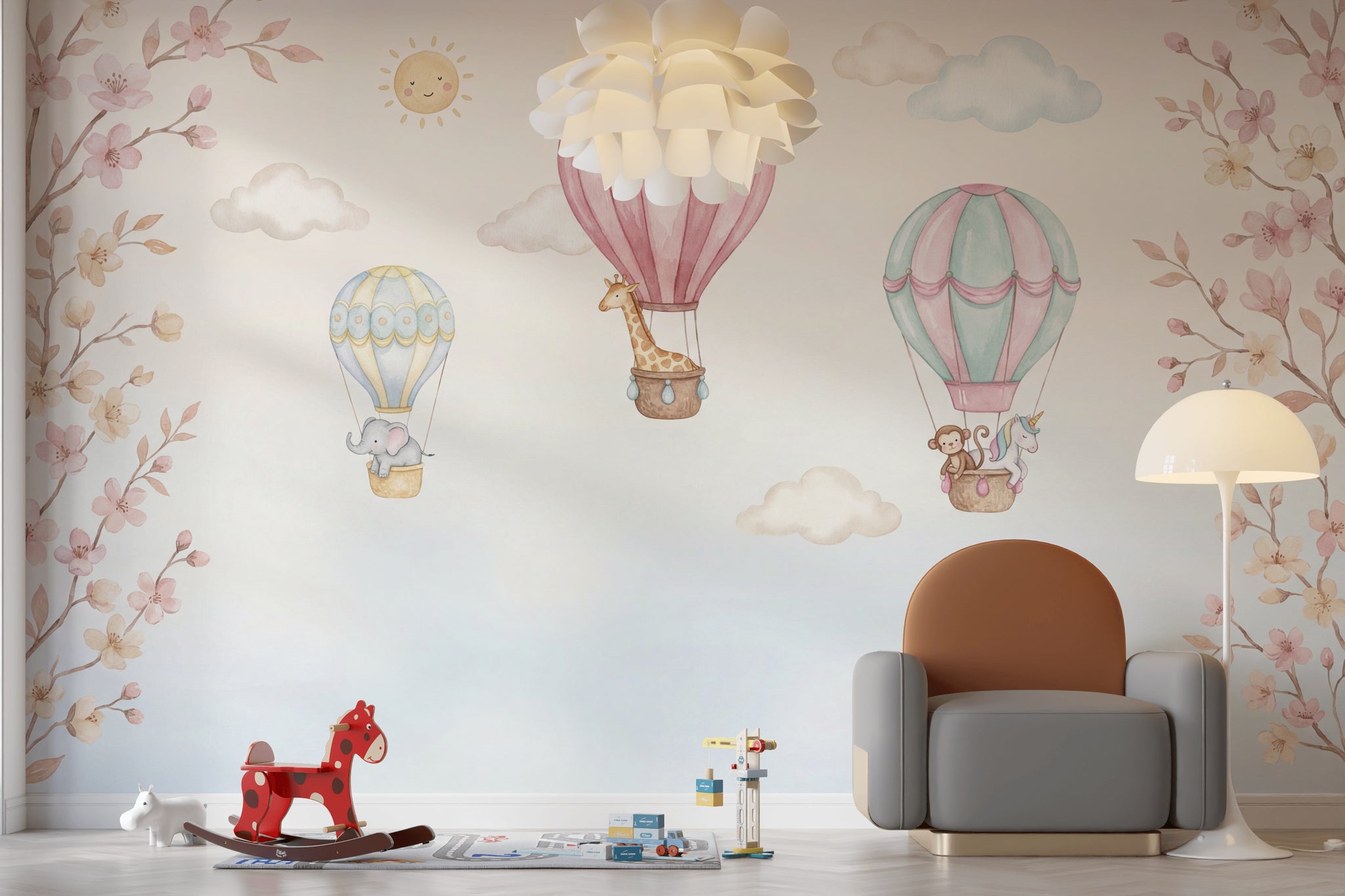 Hot Air Balloons Wallpaper Pastel Nursery Wall Mural