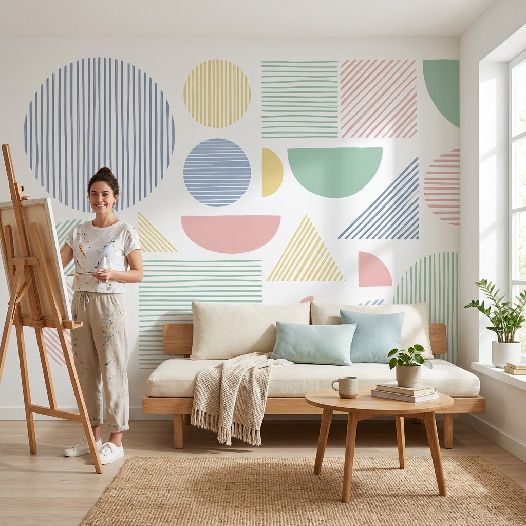 White Background Wallpaper Minimalist Modern Graphic Wall Mural