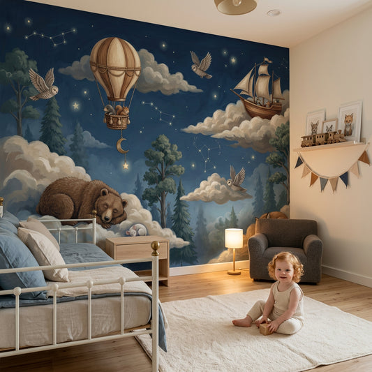 Hot Air Balloon Wallpaper Night Sky Removable Constellation Wall Decor