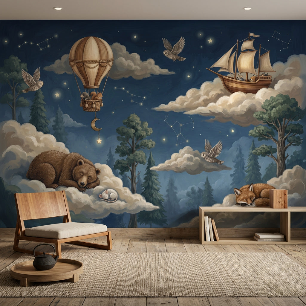 Hot Air Balloon Wallpaper Night Sky Removable Constellation Wall Decor