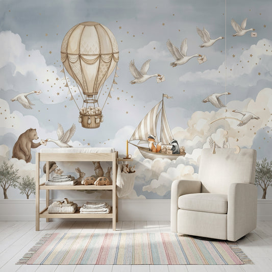 Hot Air Balloon Wallpaper Sky Nursery Wall Mural