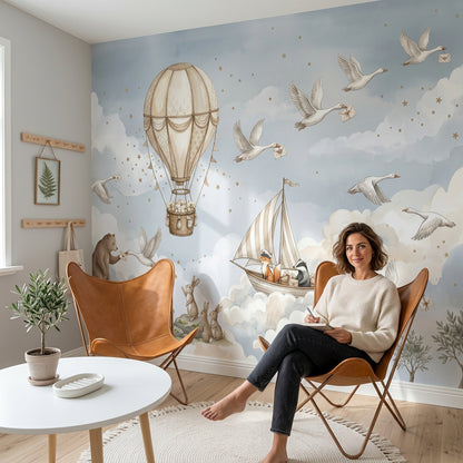 Hot Air Balloon Wallpaper Sky Nursery Wall Mural