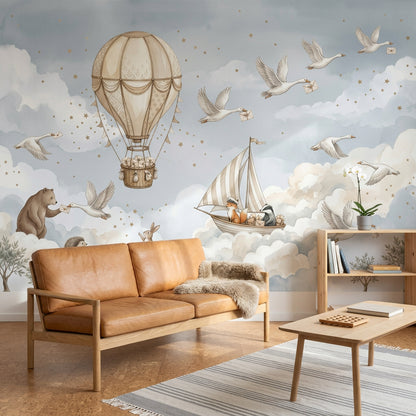 Hot Air Balloon Wallpaper Sky Nursery Wall Mural