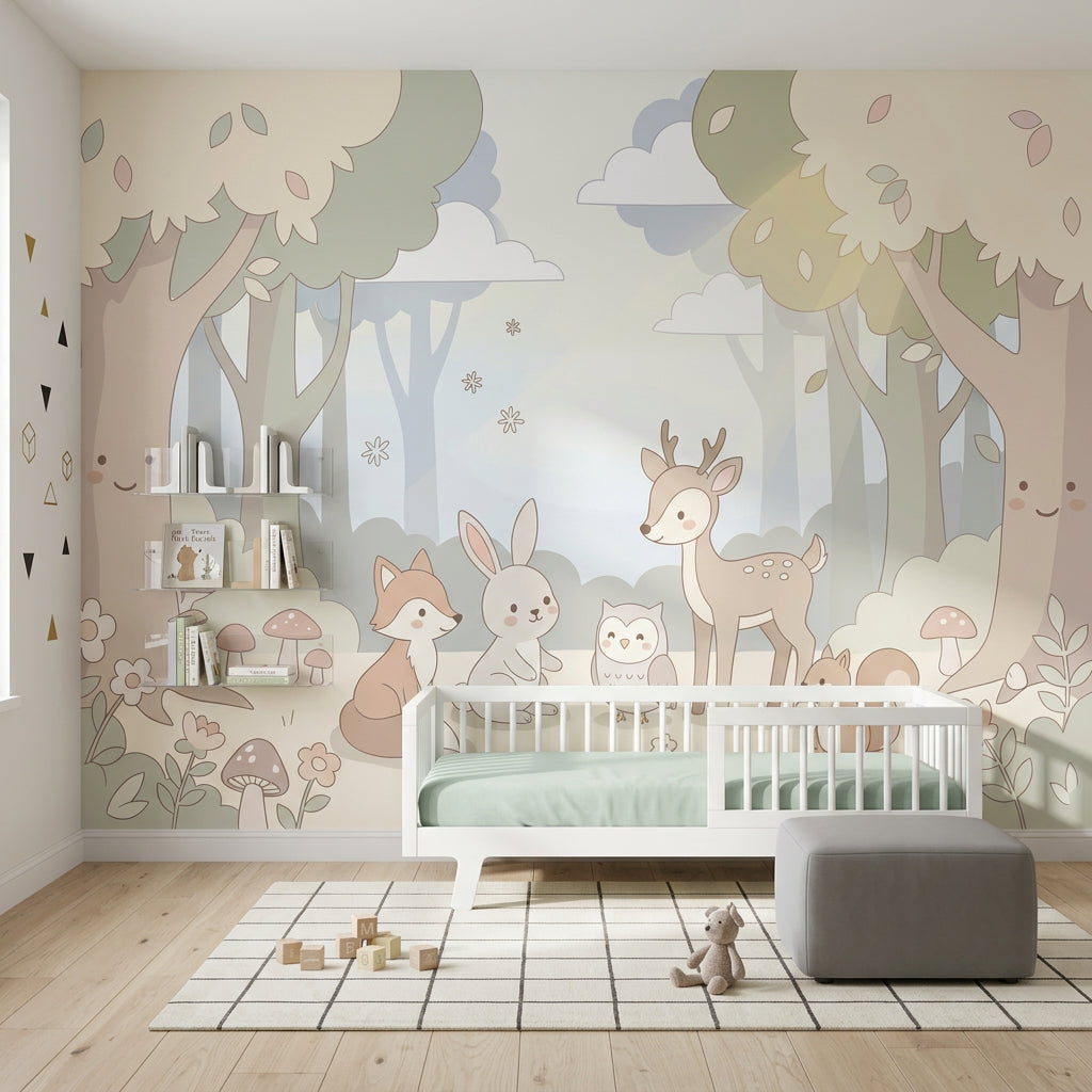 Whimsical Forest Wallpaper Enchanted Woodland Removable Nursery Wall Decor