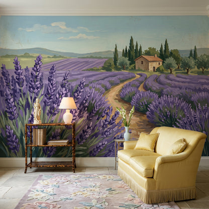 Lavender Field Wallpaper Provence Countryside Removable Rustic Farmhouse Wall Decor