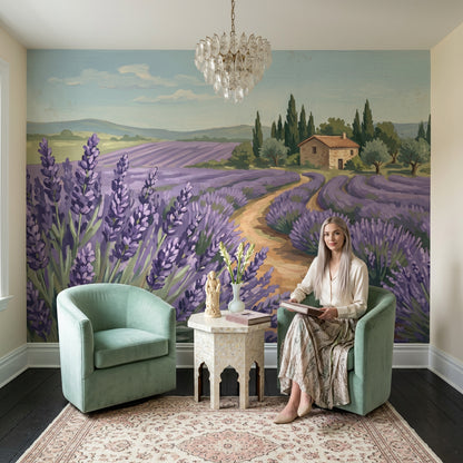 Lavender Field Wallpaper Provence Countryside Removable Rustic Farmhouse Wall Decor
