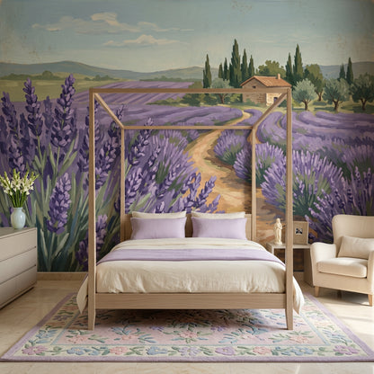 Lavender Field Wallpaper Provence Countryside Removable Rustic Farmhouse Wall Decor