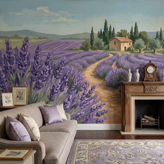 Lavender Field Wallpaper Provence Countryside Removable Rustic Farmhouse Wall Decor