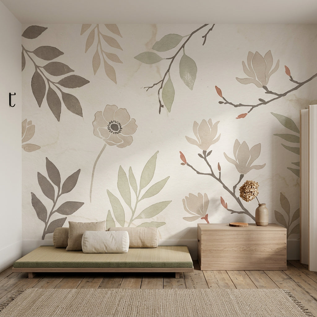 Paper Texture Wallpaper Watercolor Removable Botanical Wall Decor
