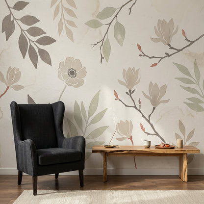 Paper Texture Wallpaper Watercolor Removable Botanical Wall Decor